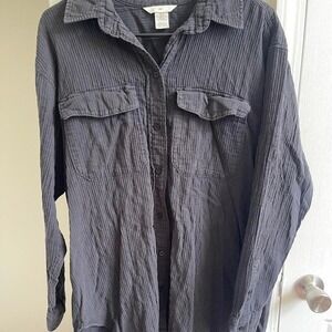 HM Charcoal Grey Double Gauze‎ Cotton Button Down Shirt S 09912044